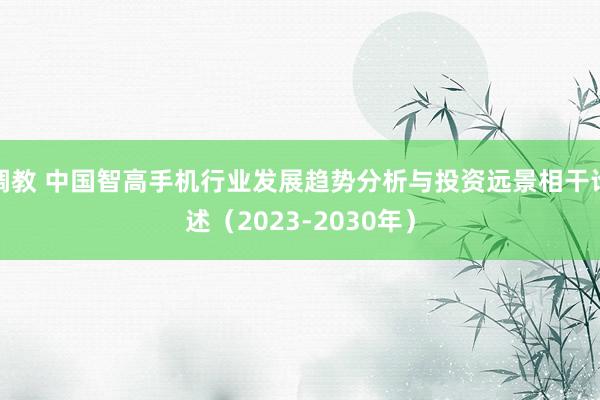 调教 中国智高手机行业发展趋势分析与投资远景相干论述（2023-2030年）