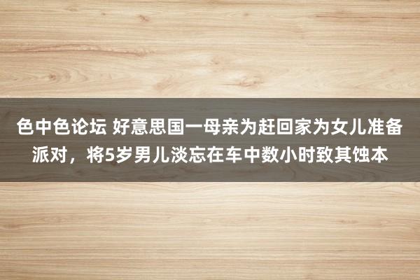 色中色论坛 好意思国一母亲为赶回家为女儿准备派对，将5岁男儿淡忘在车中数小时致其蚀本