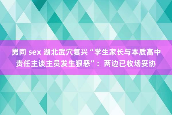 男同 sex 湖北武穴复兴“学生家长与本质高中责任主谈主员发生狠恶”：两边已收场妥协