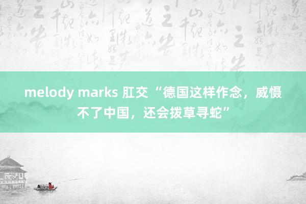 melody marks 肛交 “德国这样作念，威慑不了中国，还会拨草寻蛇”