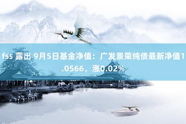 fss 露出 9月5日基金净值：广发景荣纯债最新净值1.0566，涨0.02%