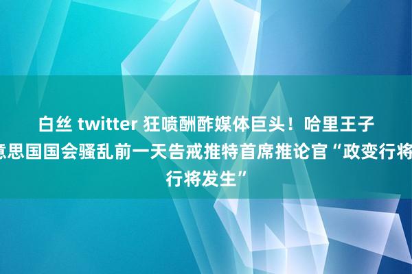 白丝 twitter 狂喷酬酢媒体巨头！哈里王子：好意思国国会骚乱前一天告戒推特首席推论官“政变行将发生”