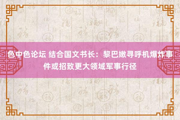 色中色论坛 结合国文书长：黎巴嫩寻呼机爆炸事件或招致更大领域军事行径