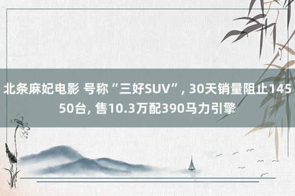 北条麻妃电影 号称“三好SUV”， 30天销量阻止14550台， 售10.3万配390马力引擎