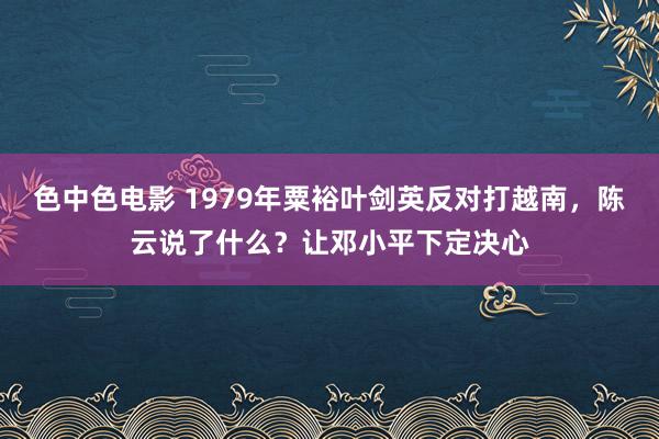 色中色电影 1979年粟裕叶剑英反对打越南，陈云说了什么？让邓小平下定决心