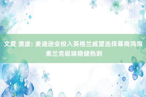 文爱 澳波: 麦迪逊会投入英格兰威望选择筹商鸿沟 索兰克极端稳健热刺