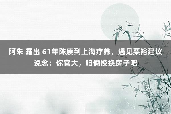 阿朱 露出 61年陈赓到上海疗养，遇见粟裕建议说念：你官大，咱俩换换房子吧