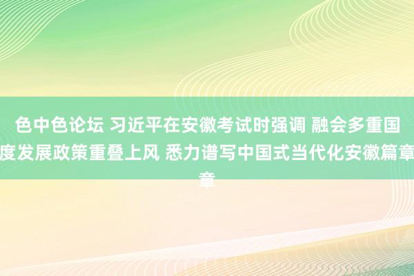 色中色论坛 习近平在安徽考试时强调 融会多重国度发展政策重叠上风 悉力谱写中国式当代化安徽篇章