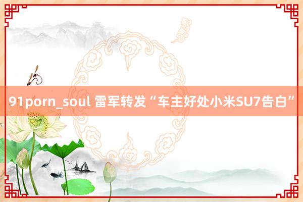 91porn_soul 雷军转发“车主好处小米SU7告白”