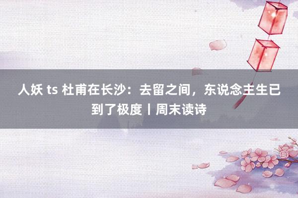 人妖 ts 杜甫在长沙：去留之间，东说念主生已到了极度丨周末读诗