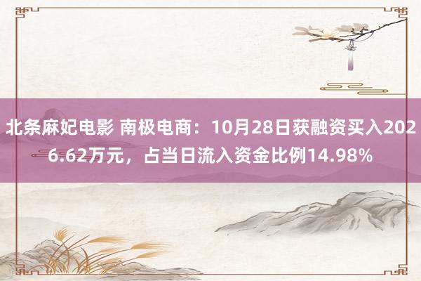 北条麻妃电影 南极电商：10月28日获融资买入2026.62万元，占当日流入资金比例14.98%