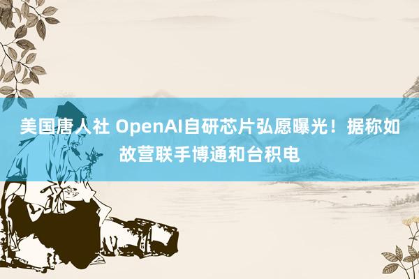 美国唐人社 OpenAI自研芯片弘愿曝光！据称如故营联手博通和台积电