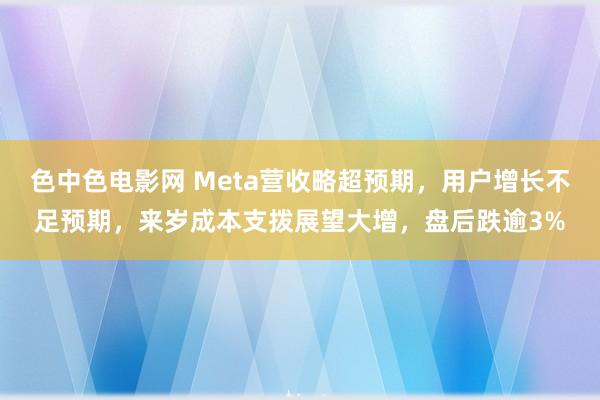 色中色电影网 Meta营收略超预期，用户增长不足预期，来岁成本支拨展望大增，盘后跌逾3%