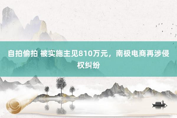 自拍偷拍 被实施主见810万元，南极电商再涉侵权纠纷