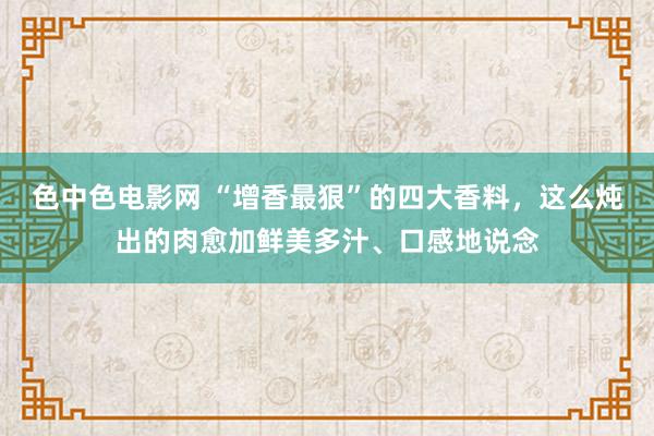 色中色电影网 “增香最狠”的四大香料，这么炖出的肉愈加鲜美多汁、口感地说念