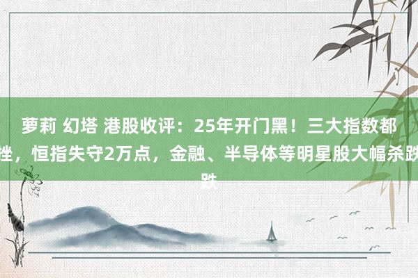 萝莉 幻塔 港股收评：25年开门黑！三大指数都挫，恒指失守2万点，金融、半导体等明星股大幅杀跌