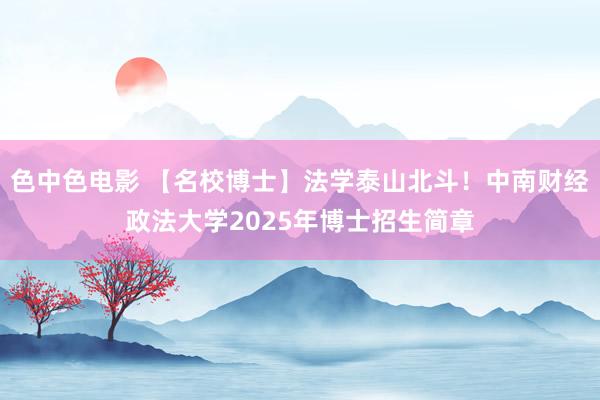 色中色电影 【名校博士】法学泰山北斗！中南财经政法大学2025年博士招生简章