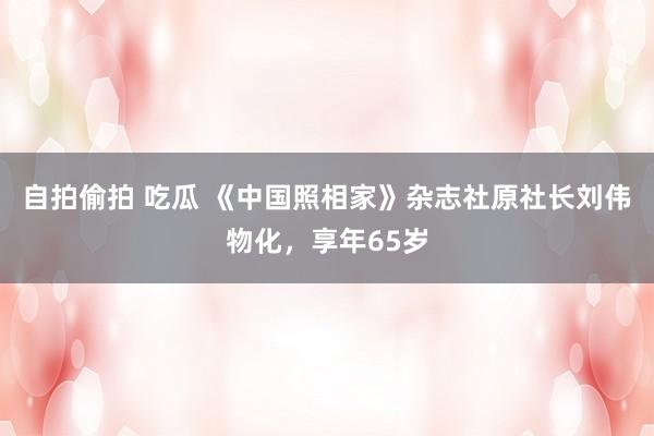 自拍偷拍 吃瓜 《中国照相家》杂志社原社长刘伟物化，享年65岁